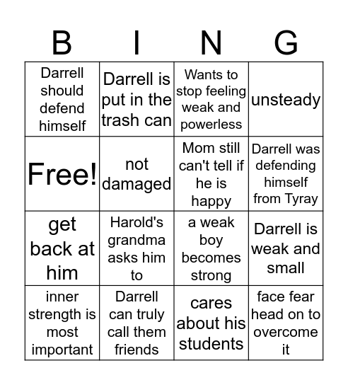 The Bully  Bingo Card