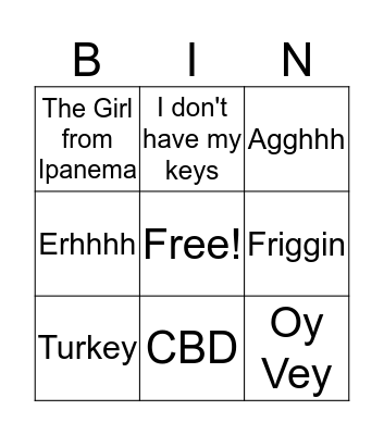 Rory Bingo Card