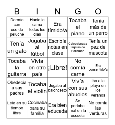 Encuentra alguien que de niño/a... Bingo Card