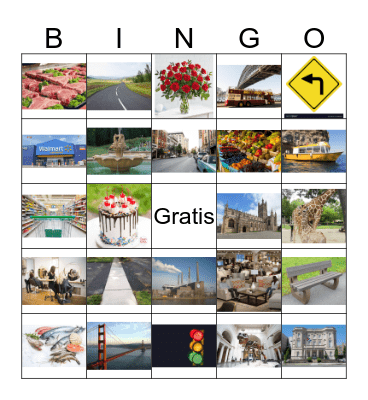 los lugares y la ciudad Bingo Card