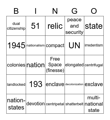 Geo-Bingo Card