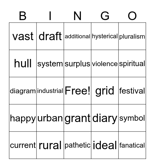 NVL Week 24 Bingo Card