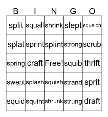 OG Lesson 41-44 Words to Read Bingo Card