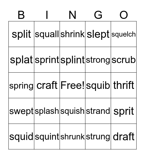OG Lesson 41-44 Words to Read Bingo Card