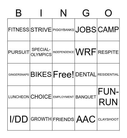 CENTER FOR PURSUIT Bingo Card