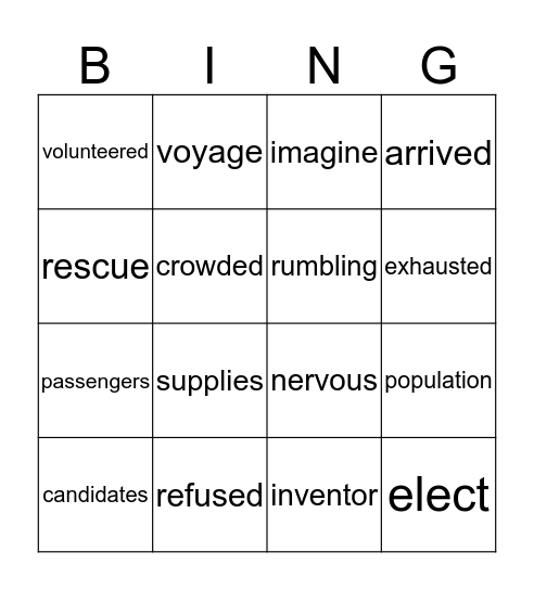 3rd grade - Unit 3 - Bingo Card