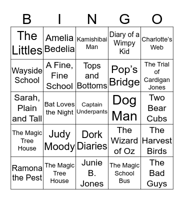 Third Grade Book Bingo Card