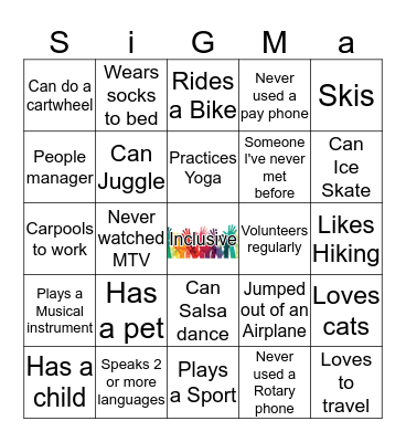 SiGMa BINGO Card