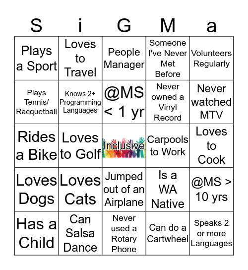 SiGMa BINGO Card