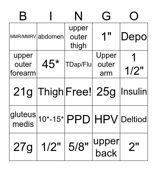 MDA 106 Pharmacology Bingo Card