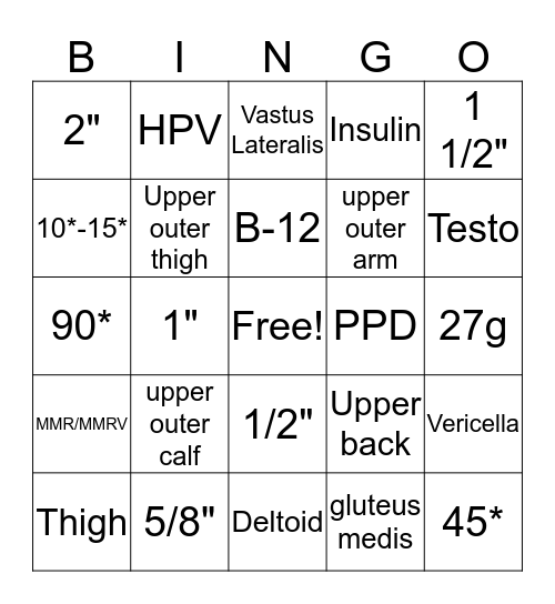 MDA 106 Pharmacology Bingo Card