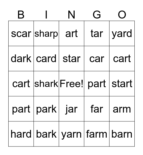 ar Bingo Card