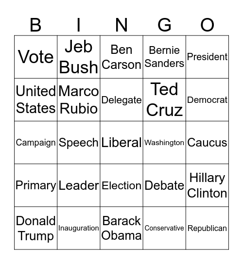 Presidential Election BINGO! Bingo Card