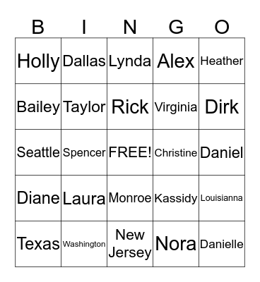 Roots Reunion Bingo Card