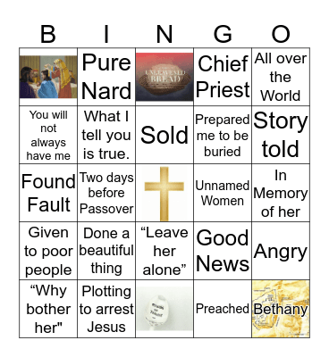 All for Love Mark 14: 1-9 Bingo Card