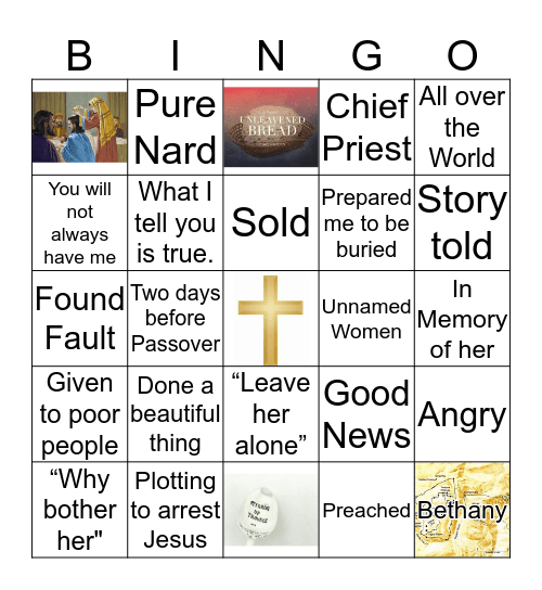 All for Love Mark 14: 1-9 Bingo Card