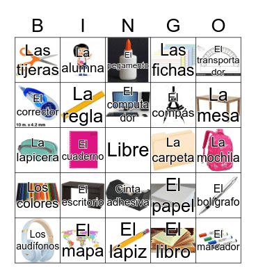 Los Utiles Escolares Bingo Card