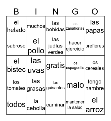 Spanish 7 Bingo Card