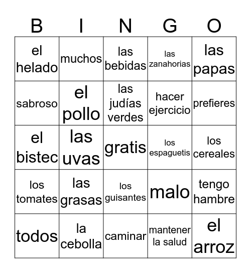 Spanish 7 Bingo Card