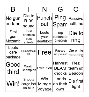 Apex Bingo! Bingo Card