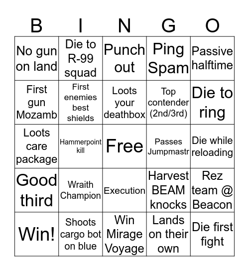 Apex Bingo! Bingo Card