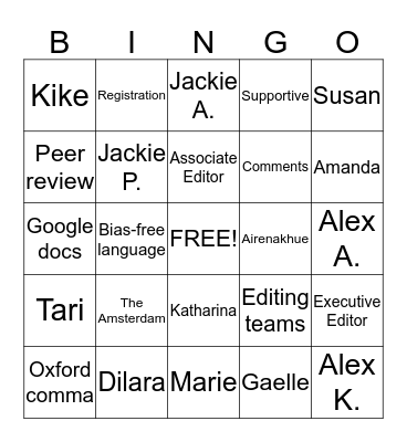 CSWR Bingo Spring 2020 Bingo Card