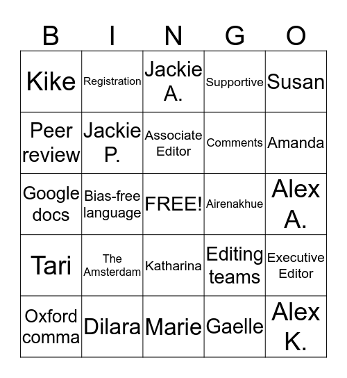 CSWR Bingo Spring 2020 Bingo Card