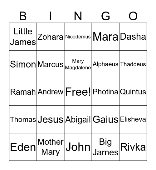 People of The Chosen Bingo Card