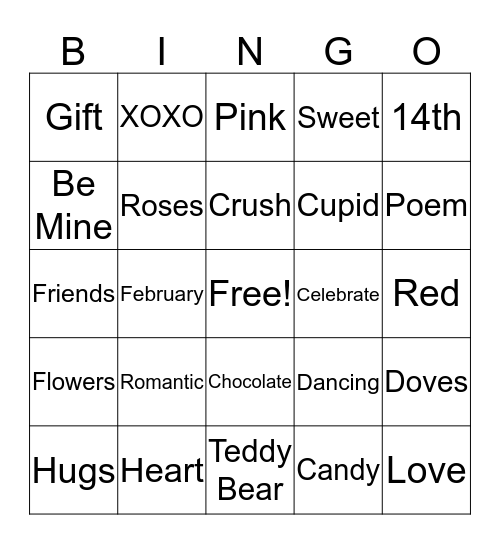 VALENTINES DAY! Bingo Card