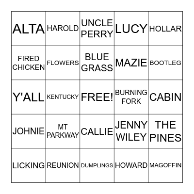 Howard Reunion Bingo Card