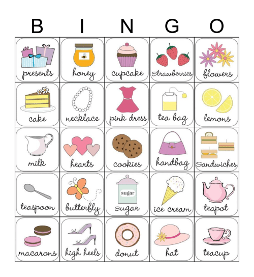 Tea Party BINGO Card