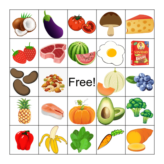 Fruits & Veggies Bingo Card