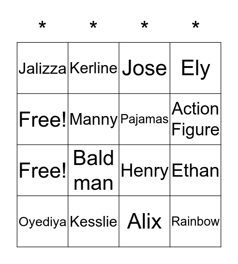 Name-Tag Bingo Card
