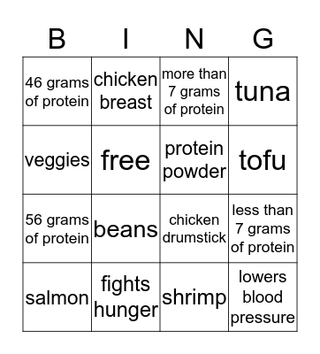 PROTIEN BINGO Card