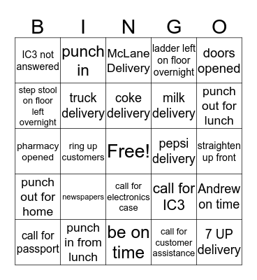 WALGREENS BINGO Card