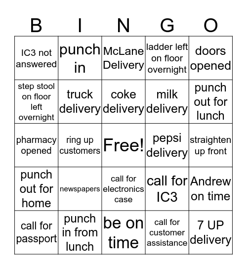 WALGREENS BINGO Card