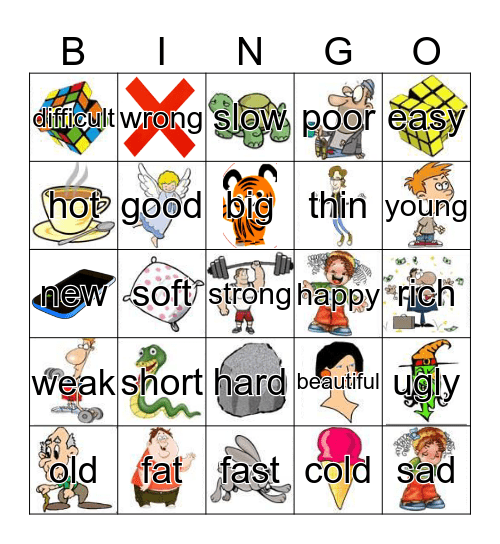 Opposite Bingo Card