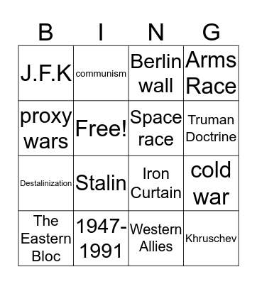 Cold War Bingo Card
