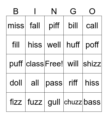 FLOSS Rule Bingo Card