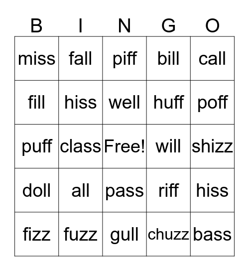 FLOSS Rule Bingo Card