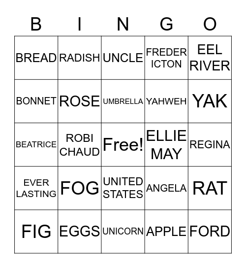 Untitled Bingo Card