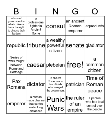 Rome bingo 2 Bingo Card