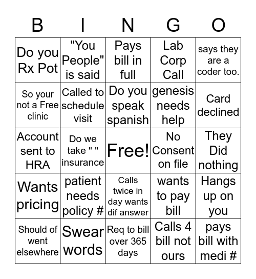 Phone Bingo Card