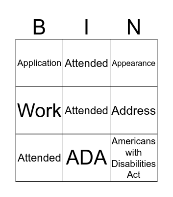 Employment Info Signs and Words Bingo Card