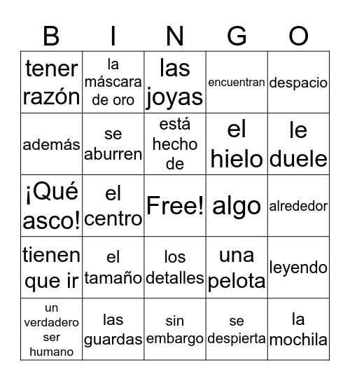 Los Baker Cap. 4 Bingo Card