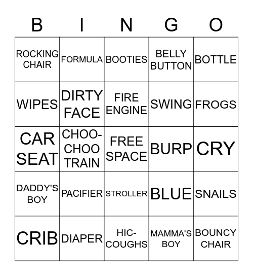 BABY BOY Bingo Card
