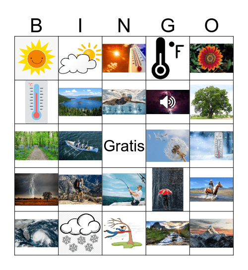 Outdoors and Activities Bingo Card