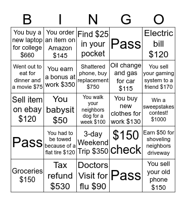 Month Bingo Card