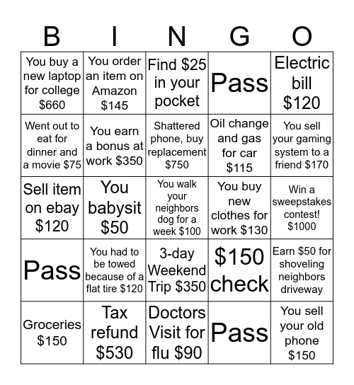 Month Bingo Card