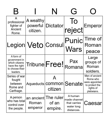 Rome Bingo Card